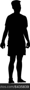 Black silhouette man standing, people on white background. Black silhouette man standing, people on white background.
