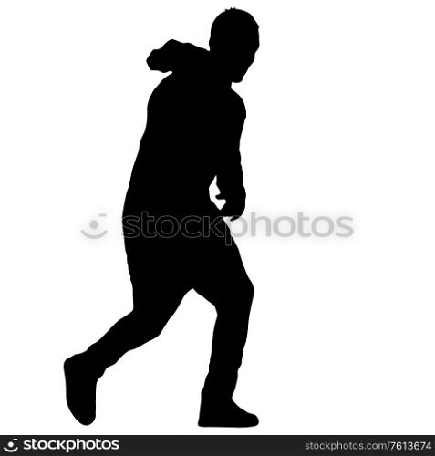 Black silhouette man standing, people on white background.. Black silhouette man standing, people on white background