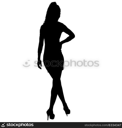 Black silhouette of a beautiful girl on a white background. Black silhouette of a beautiful girl on a white background.