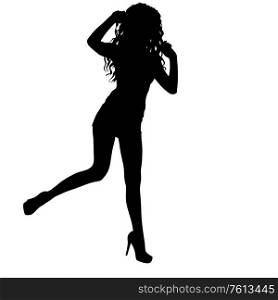 Black silhouette of a beautiful girl on a white background.. Black silhouette of a beautiful girl on a white background