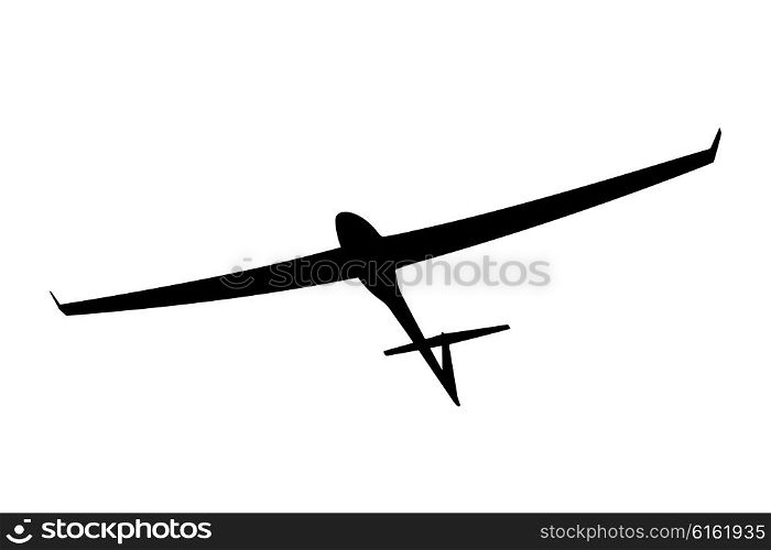 Black silhouette of a glider is not a white background. Vector illustration