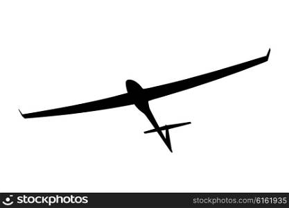 Black silhouette of a glider is not a white background. Vector illustration
