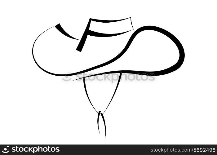Black silhouette of a hat isolated on white background. Trademark farm. Vector illustration.