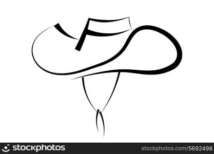 Black silhouette of a hat isolated on white background. Trademark farm. Vector illustration.