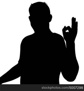 Black silhouette of a man showing hand sign OK. Black silhouette of a man showing hand sign OK.