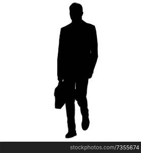 Black silhouette of a walking man on a white background.. Black silhouette of a walking man on a white background