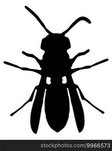 Black silhouette of a wasp on white