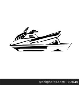 Black silhouette of a water bike on a white background. Active sport lifestyle. Summer fun on the water. Vector element for logos, icons, identity and your design.. Black silhouette of a water bike on a white background. Active sport lifestyle. Summer fun on the water. Vector element