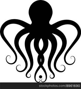 Black silhouette of an octopus logo for a seafood vector image