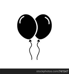 Black silhouette of balloons. Simple icon. Holiday decorative element. Vector illustration for design.