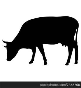 Black silhouette of cash cow on white background.. Black silhouette of cash cow on white background