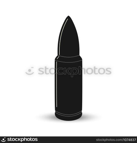 Black silhouette of firearm cartridge, simple design