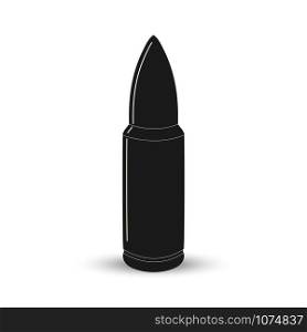 Black silhouette of firearm cartridge, simple design