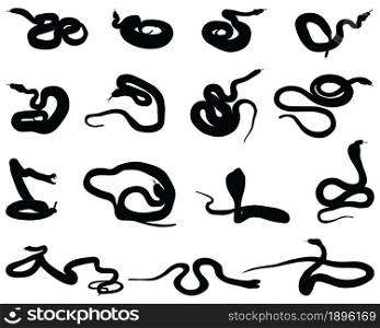 Black silhouette of snakes on a white background