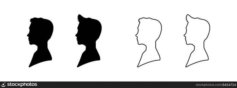 Black silhouette of stylish guy with hairstyle. Hairdressing.
