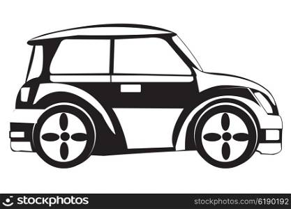 Black silhouette of the car on white background insulated