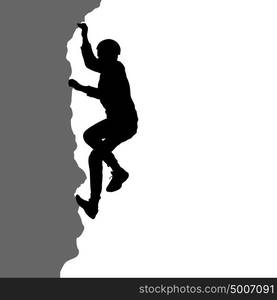 Black silhouette rock climber on white background. Black silhouette rock climber on white background.