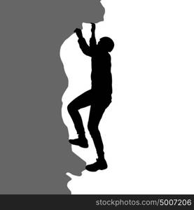 Black silhouette rock climber on white background. Black silhouette rock climber on white background.