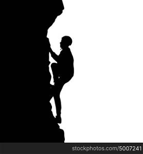 Black silhouette rock climber on white background. Black silhouette rock climber on white background.