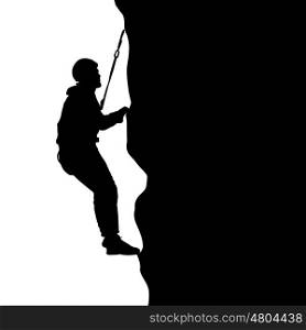 Black silhouette rock climber on white background. Vector illustration. Black silhouette rock climber on white background. Vector illustration.