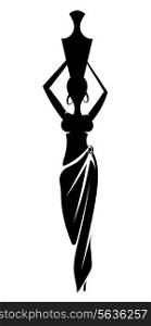 Black silhouette slim African girl. vector illustration