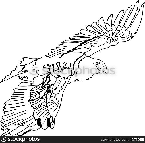Black silhouette swooping Tattoo egle. Vector