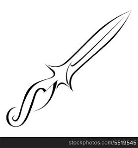 Black silhouette tattoo knife on a white background