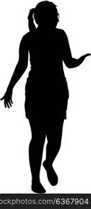 Black silhouette woman standing, people on white background. Black silhouette woman standing, people on white background.