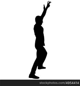 Black Silhouettes breakdancer on a white background. Black Silhouettes breakdancer on a white background.