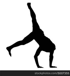 Black Silhouettes breakdancer on a white background. Black Silhouettes breakdancer on a white background.