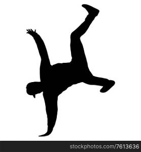 Black Silhouettes breakdancer on a white background.. Black Silhouettes breakdancer on a white background