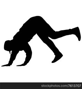 Black Silhouettes breakdancer on a white background.. Black Silhouettes breakdancer on a white background