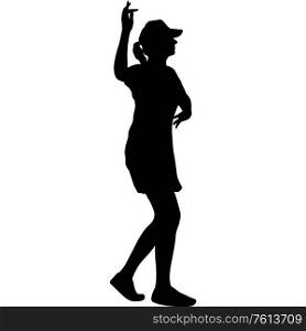 Black silhouettes dancing woman on white background.. Black silhouettes dancing woman on white background