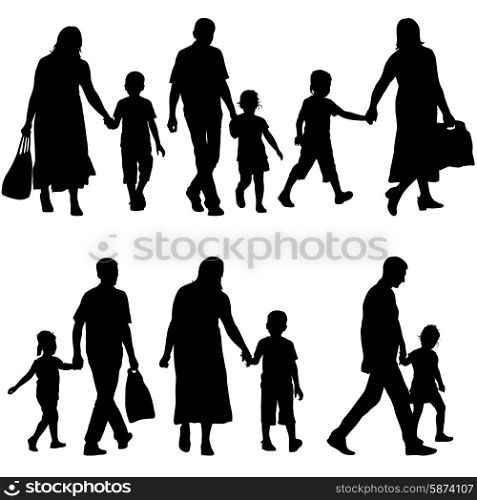 Black silhouettes Family on white background. Vector illustration.. Black silhouettes Family on white background. Vector illustratio