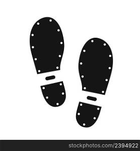 Black silhouettes footprint shoe isolated on white background. Vector illustration. Black silhouettes footprint shoe isolated on white background. Vector