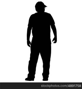 Black silhouettes man on white background. Vector illustration. Black silhouettes man on white background. Vector illustration.