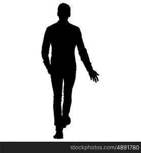 Black silhouettes man on white background. Vector illustration. Black silhouettes man on white background. Vector illustration.