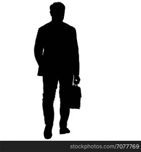 Black silhouettes man with a briefcase on white background. Vector illustration. Black silhouettes man with a briefcase on white background. Vector illustration.