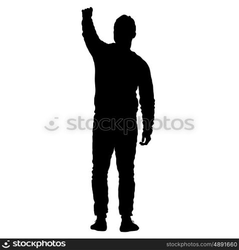 Black silhouettes man with arm raised. Vector illustration. Black silhouettes man with arm raised. Vector illustration.