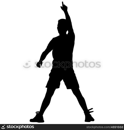 Black silhouettes man with arm raised. Vector illustration. Black silhouettes man with arm raised. Vector illustration.