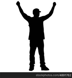 Black silhouettes man with arm raised. Vector illustration. Black silhouettes man with arm raised. Vector illustration.