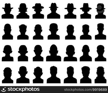 Black silhouettes of avatar profiles on a white background