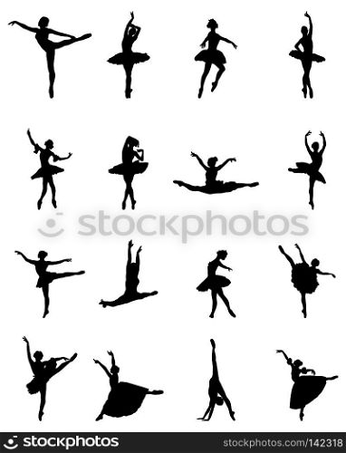 Black silhouettes of ballerinas