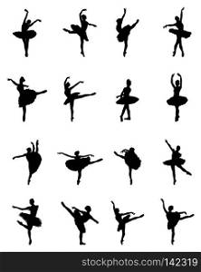 Black silhouettes of ballerinas
