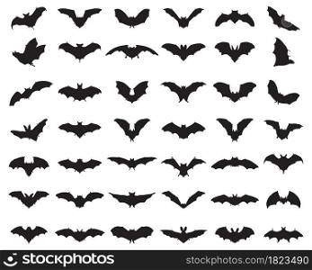 Black silhouettes of bats on a white background