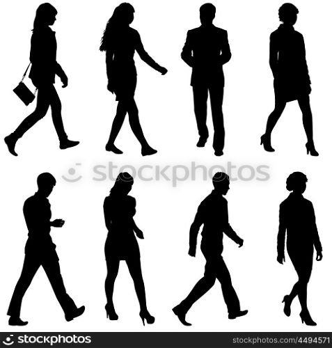 Black silhouettes of beautiful mans and womans on white . Black silhouettes of beautiful mans and womans on white background. Vector illustration.