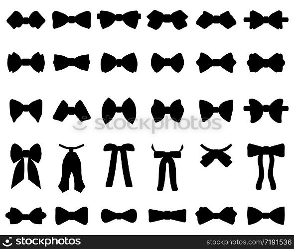 Black silhouettes of bow ties on a white background