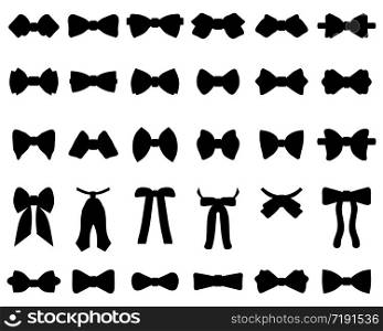 Black silhouettes of bow ties on a white background
