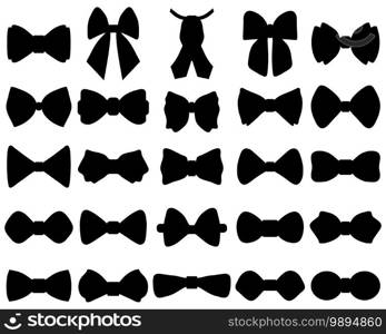 Black silhouettes of bow ties on white background