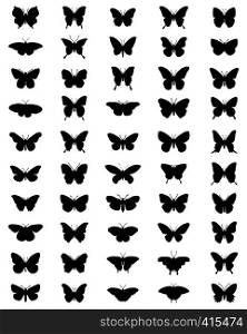Black silhouettes of butterflies on a white background
